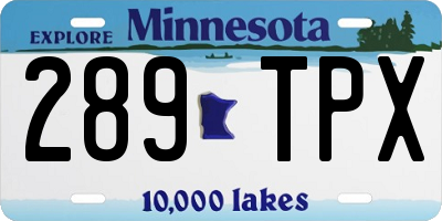 MN license plate 289TPX