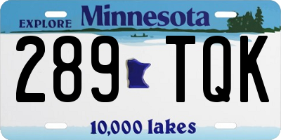 MN license plate 289TQK