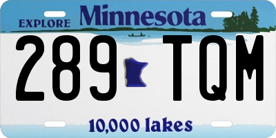 MN license plate 289TQM