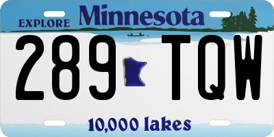 MN license plate 289TQW