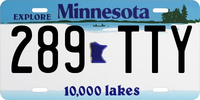 MN license plate 289TTY