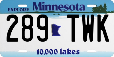 MN license plate 289TWK