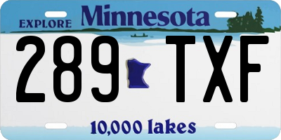 MN license plate 289TXF