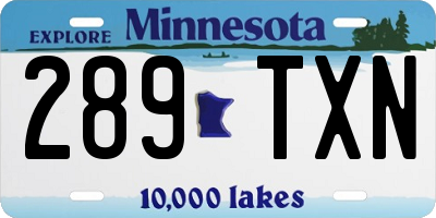 MN license plate 289TXN