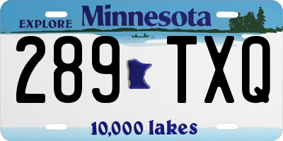 MN license plate 289TXQ