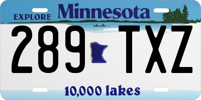 MN license plate 289TXZ