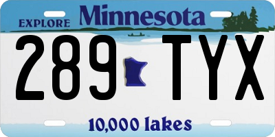 MN license plate 289TYX