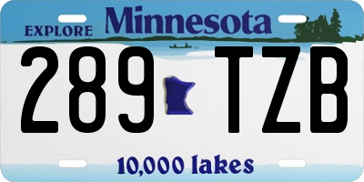 MN license plate 289TZB