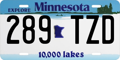 MN license plate 289TZD