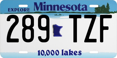 MN license plate 289TZF