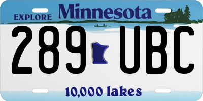 MN license plate 289UBC