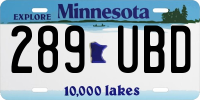 MN license plate 289UBD