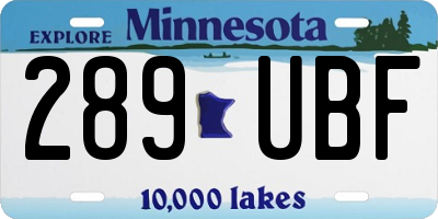 MN license plate 289UBF