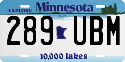 MN license plate 289UBM