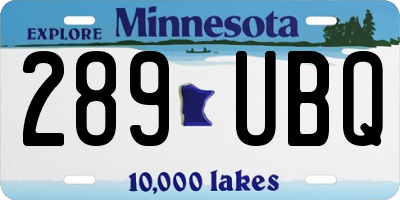 MN license plate 289UBQ