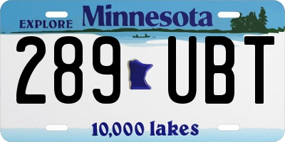 MN license plate 289UBT