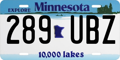 MN license plate 289UBZ