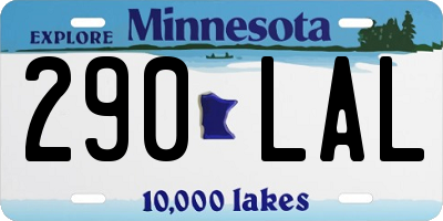 MN license plate 290LAL