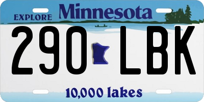MN license plate 290LBK