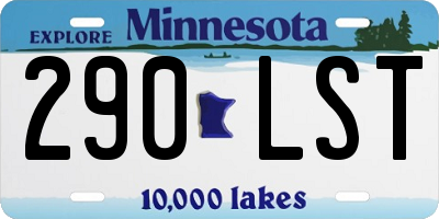 MN license plate 290LST