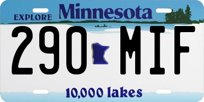 MN license plate 290MIF