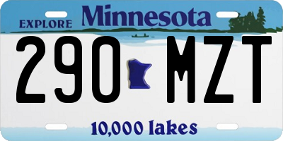 MN license plate 290MZT