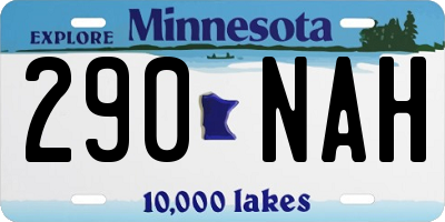 MN license plate 290NAH