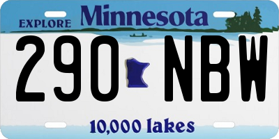 MN license plate 290NBW