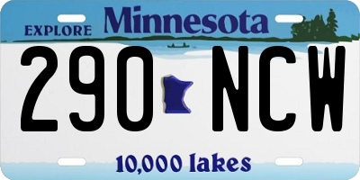 MN license plate 290NCW