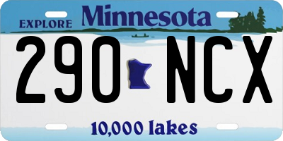 MN license plate 290NCX