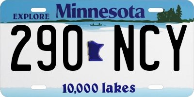 MN license plate 290NCY