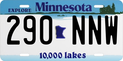 MN license plate 290NNW