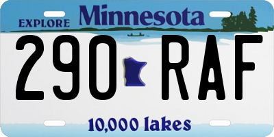 MN license plate 290RAF