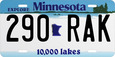 MN license plate 290RAK