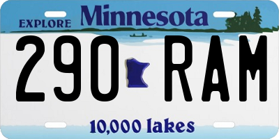 MN license plate 290RAM