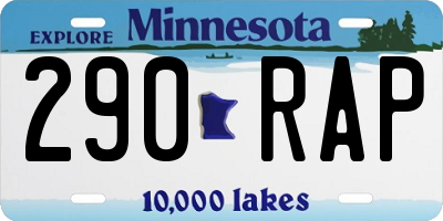 MN license plate 290RAP