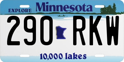 MN license plate 290RKW
