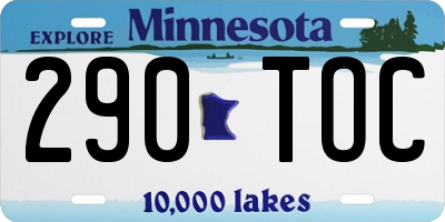 MN license plate 290TOC