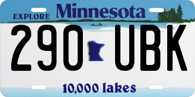 MN license plate 290UBK