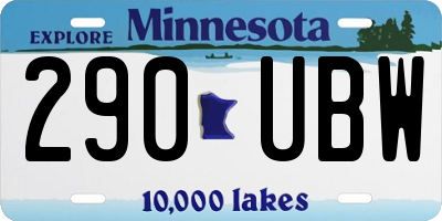 MN license plate 290UBW
