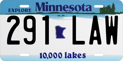 MN license plate 291LAW
