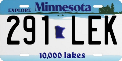 MN license plate 291LEK