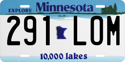 MN license plate 291LOM