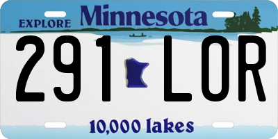 MN license plate 291LOR