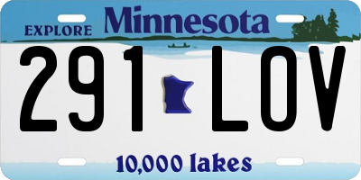 MN license plate 291LOV