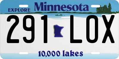 MN license plate 291LOX