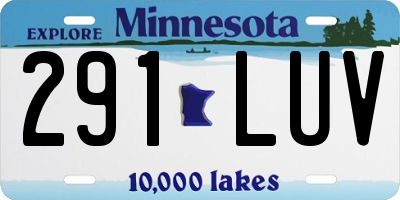 MN license plate 291LUV