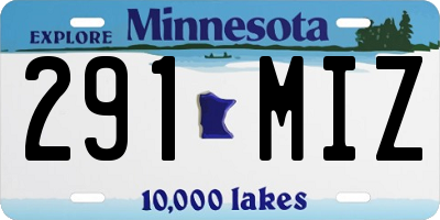 MN license plate 291MIZ