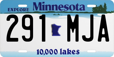 MN license plate 291MJA