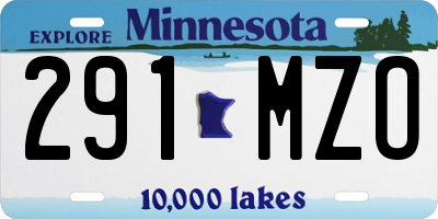 MN license plate 291MZO